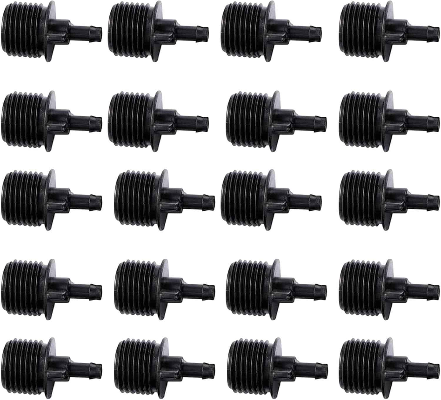 20pcs Black Water Pipe Fitting 1/2" Thread to 1/4 inch,Strong and Long-Lasting Connector Irrigation Drip Pipe 4/7 mm Garden Drip Hose Water Quick Coupling Parts,Hose Connectors and Accessories