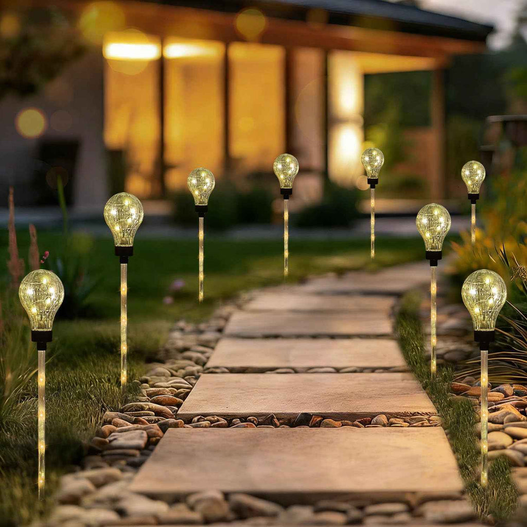 Huacenmy Solar Lights Outdoor Garden Decorative Waterproof 6 Pack Bulb Lights Outside Solar Pathway Lights for Garden Home Christmas Landscape Path Yard Lawn Driveway Flowerbed Decor - Warm White