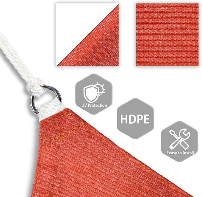 Patio Paradise 8' x 8' x 7'10" Sun Shade Sail Triangle Canopy, Permeable Shade - Image 3