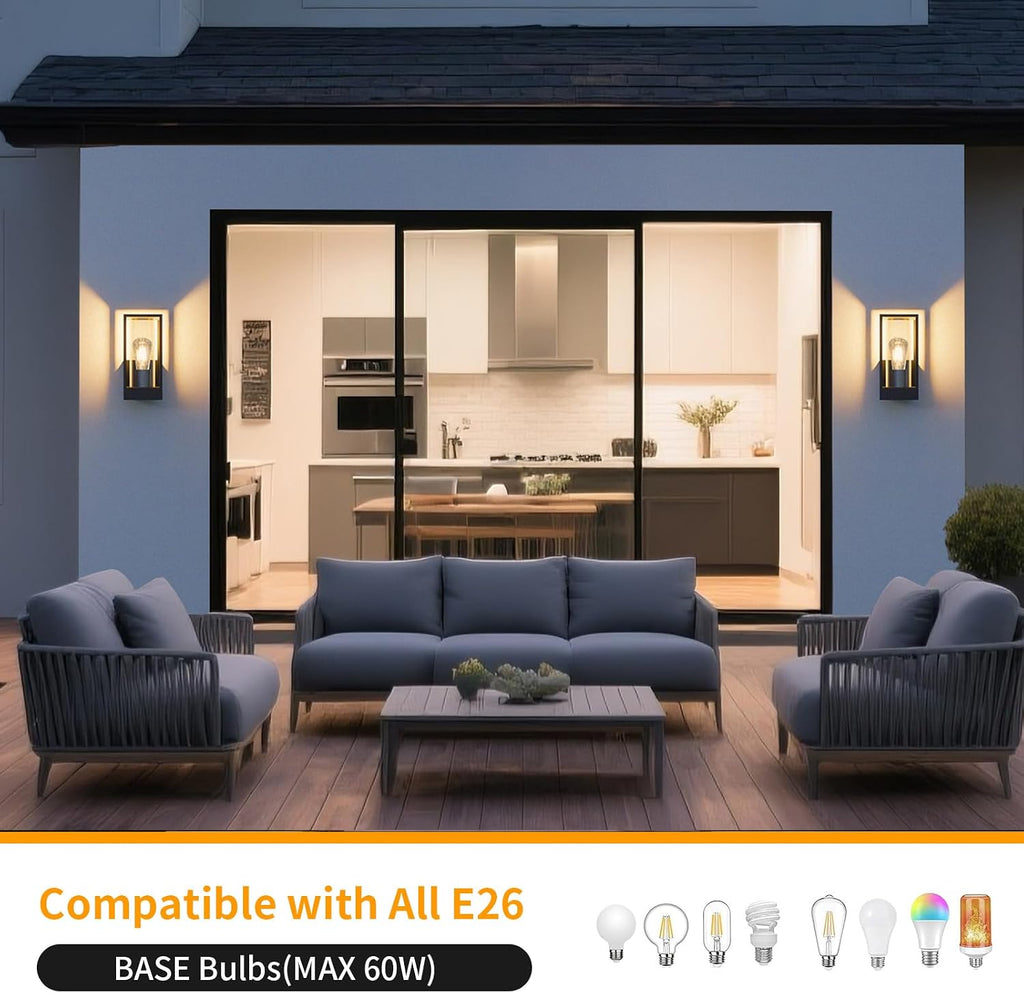 Outdoor Wall Light with Mount,Exterior Wall Lighting, Aluminum Waterproof Porch Light Fixture for Front Door, Patio,Black