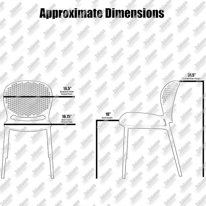 2xhome Set of 4 Patio Dining Chairs | Modern Stackable Outdoor Pool Side Chair - Image 4
