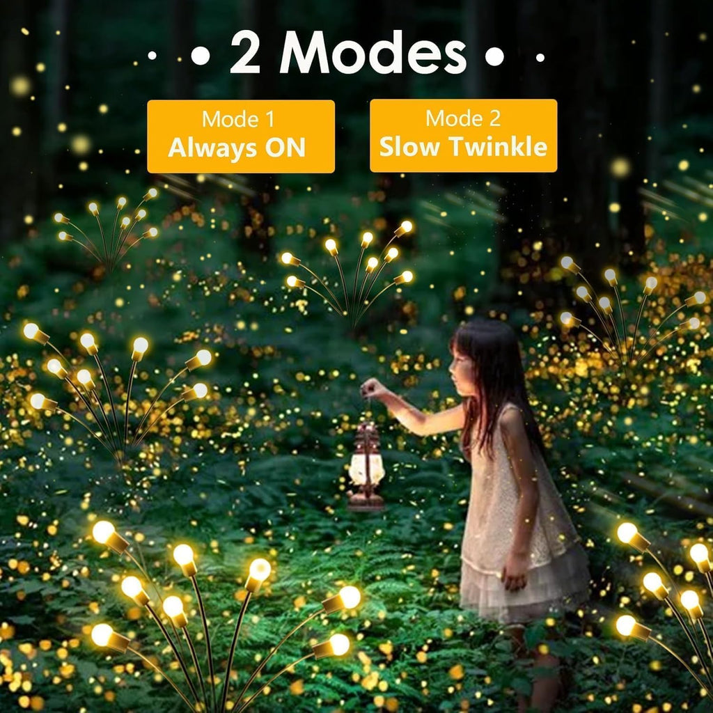 6 Pack Solar Garden Lights Outdoor Waterproof Firefly Lights Warm White | 2 Lighting Mode, Auto On/Off, Sway with Wind, Waterproof Solar lights Outdoor for Garden Yard Pathway Landscape Decorations