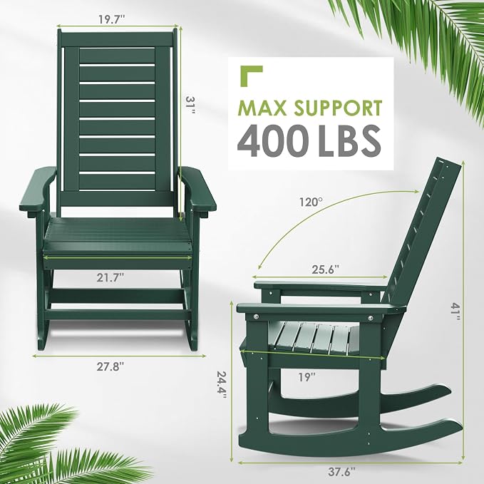 GREENVINES Outdoor Rocking Chair Set | 3-Piece | 2 Rocking Chairs - Image 3