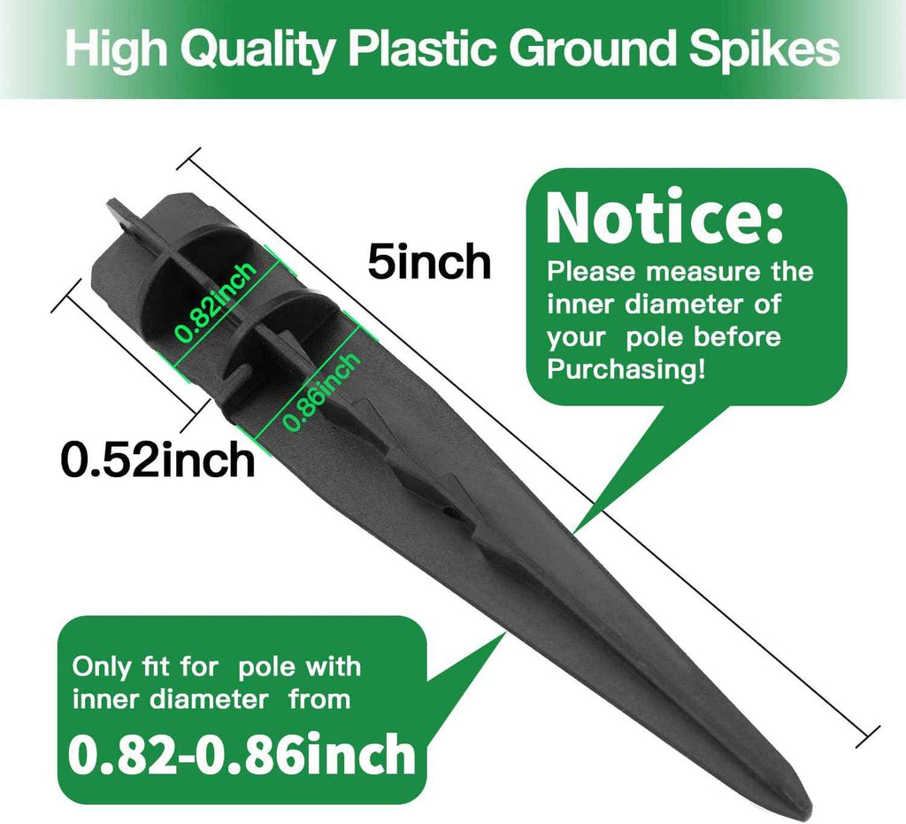 Beau Jardin 8 Pcs Plastic Ground Replacement Spikes Stakes for 0.82-0.86 inch Diameter Connecting Pole of Solar Pathway Lights Torch Lights Garden Lights for Yard Patio Walkway Landscape 5 inch Tall