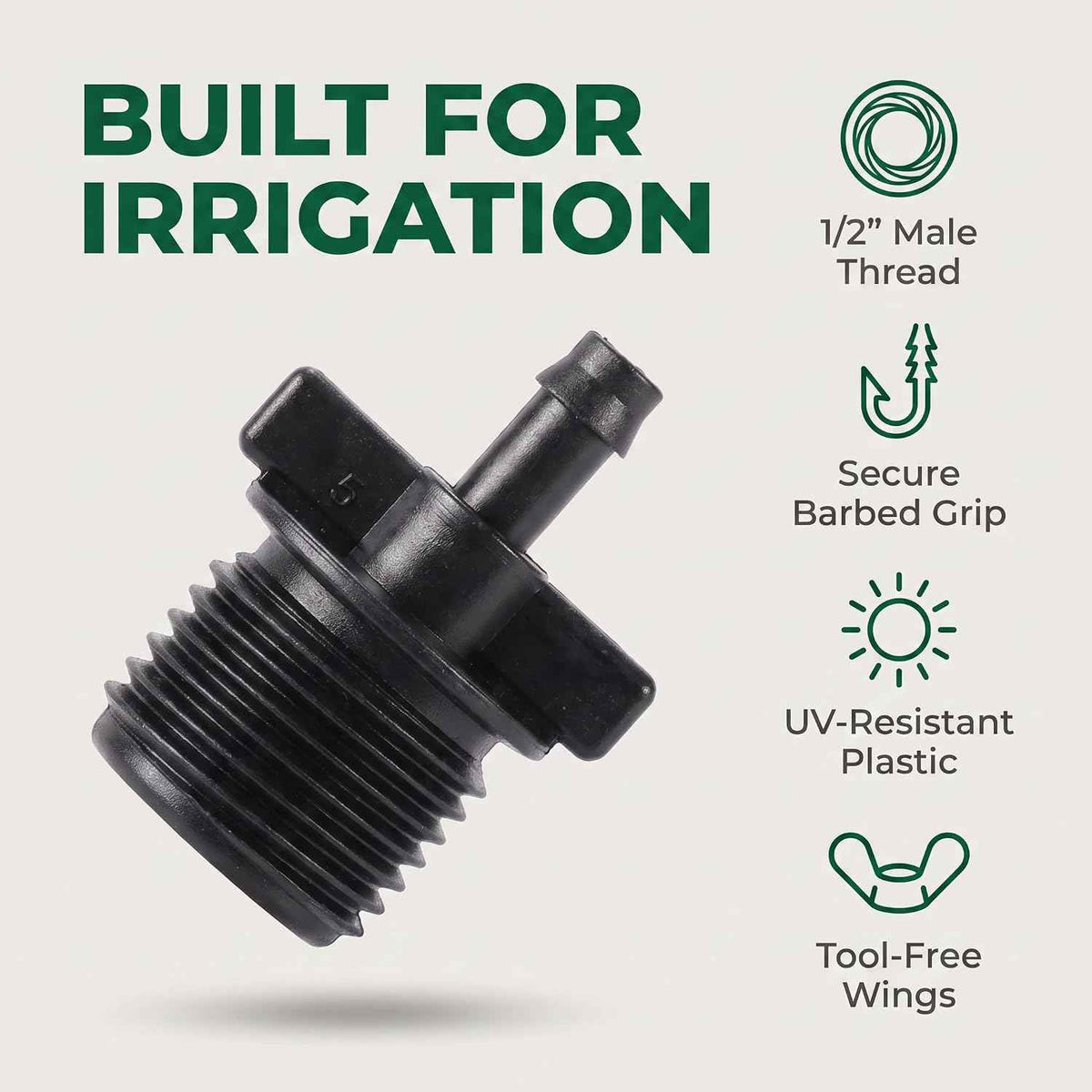 20pcs Black Water Pipe Fitting 1/2" Thread to 1/4 inch,Strong and Long-Lasting Connector Irrigation Drip Pipe 4/7 mm Garden Drip Hose Water Quick Coupling Parts,Hose Connectors and Accessories