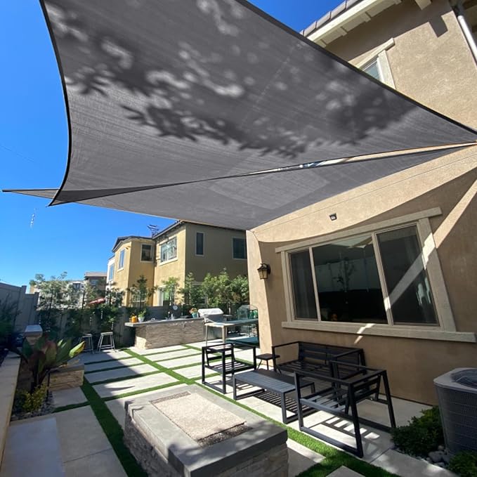 SUNLAX Sun Shade Sail SS-010 14' x 14' x 19.8' Dark Grey Right Triangle Canopy by SUNLAX