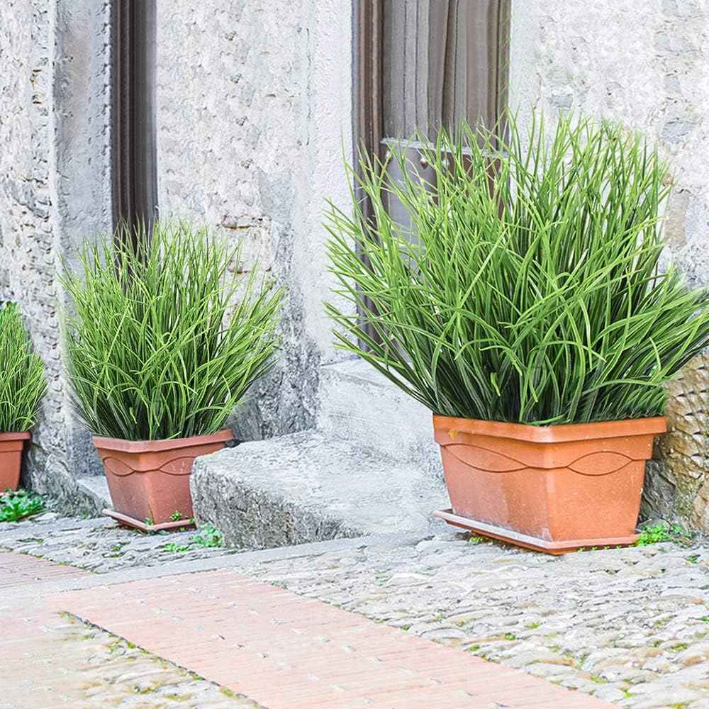 DVGUN Artificial 4 Count Pack of 4 - Artificial Plastic Outdoor UV Resistant Faux Garden Resistant Wheat Grass Greenery for House Plants Bushes Shrubs Indoor Decor