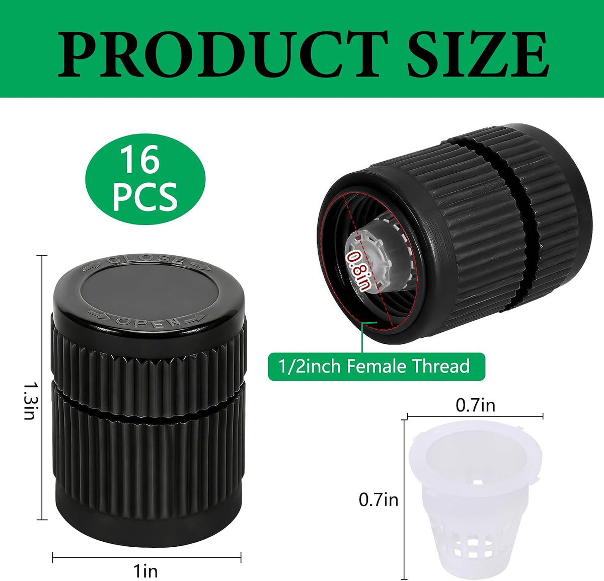 16 Pcs Mushroom Bubbler Sprinkler Head with Flow Control, Black | Shrub Head Bubbler, Drip Irrigation Sprinkler Shrub Head for 1/2 Inch Hose External Thread Garden Watering System
