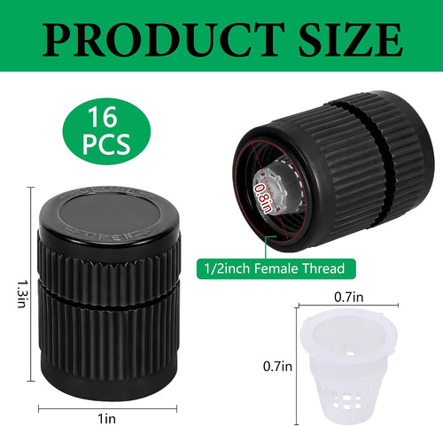 16 Pcs Mushroom Bubbler Sprinkler Head with Flow Control, Black | Shrub Head Bubbler, Drip Irrigation Sprinkler Shrub Head for 1/2 Inch Hose External Thread Garden Watering System