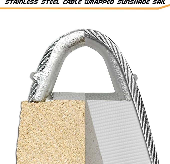 Upgraded with High-Strength Steel Cable Edges 8' x 12' Sun Shade Sail Sand - Image 4