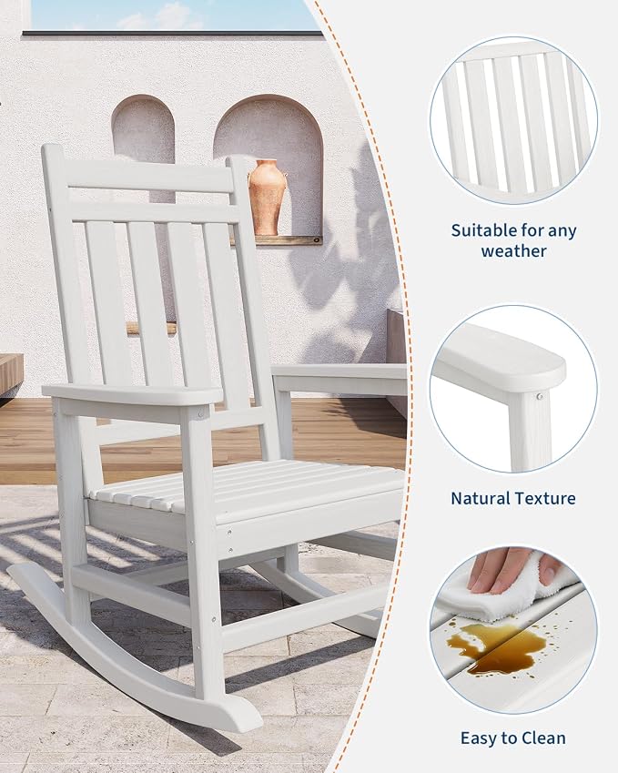 GarveeLife Poly Lumber Rocking Chair Outdoor Set of 4 - Image 3