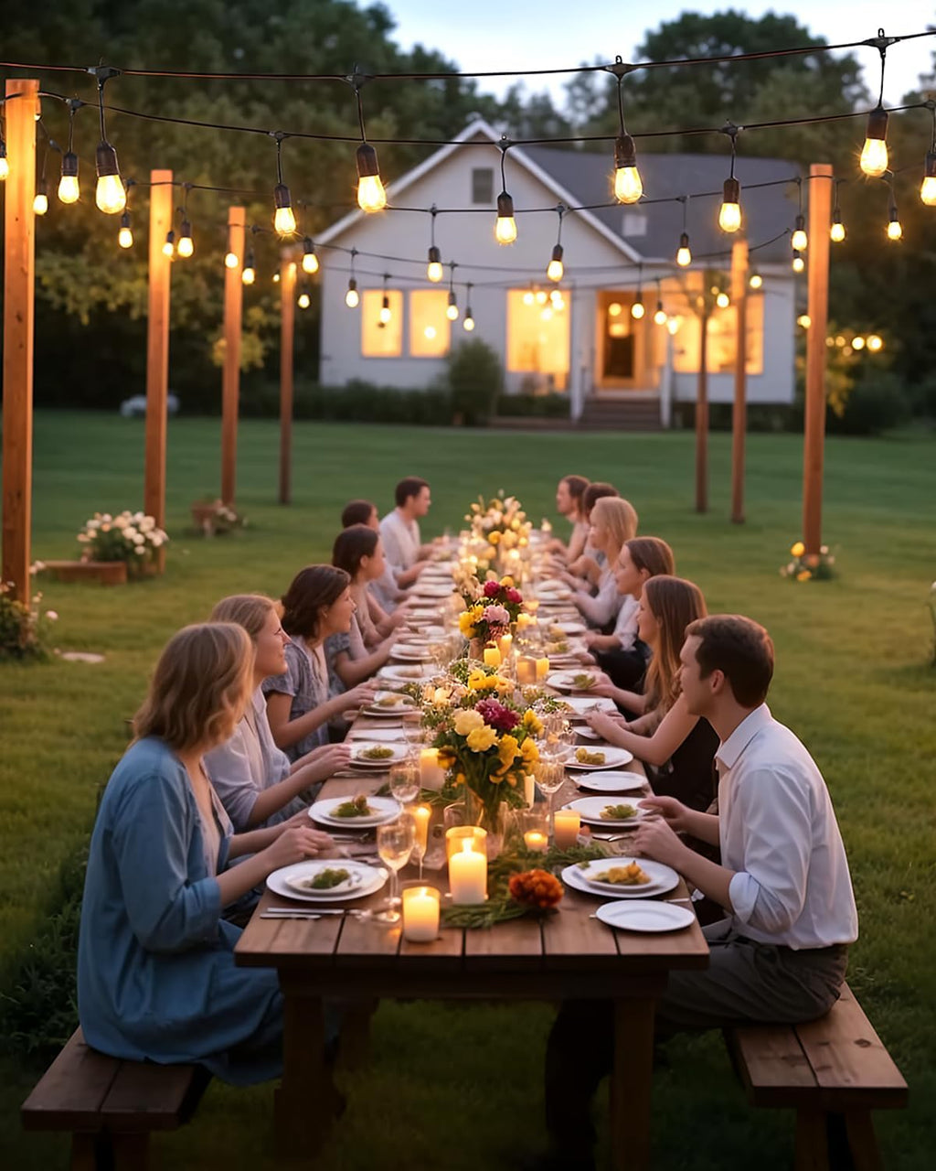 BRIMAX 2W 100FT Outdoor String Light Commercial Grade with 32 S14 LED Bulbs | Shatterproof Dimmable Patio String Lights Heavy Duty Waterproof for Bistro Cafe Market 2700K