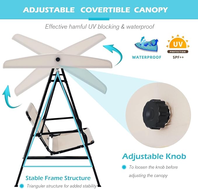 AECOJOY 2-Seat Outdoor Patio Swing Chair - Image 5