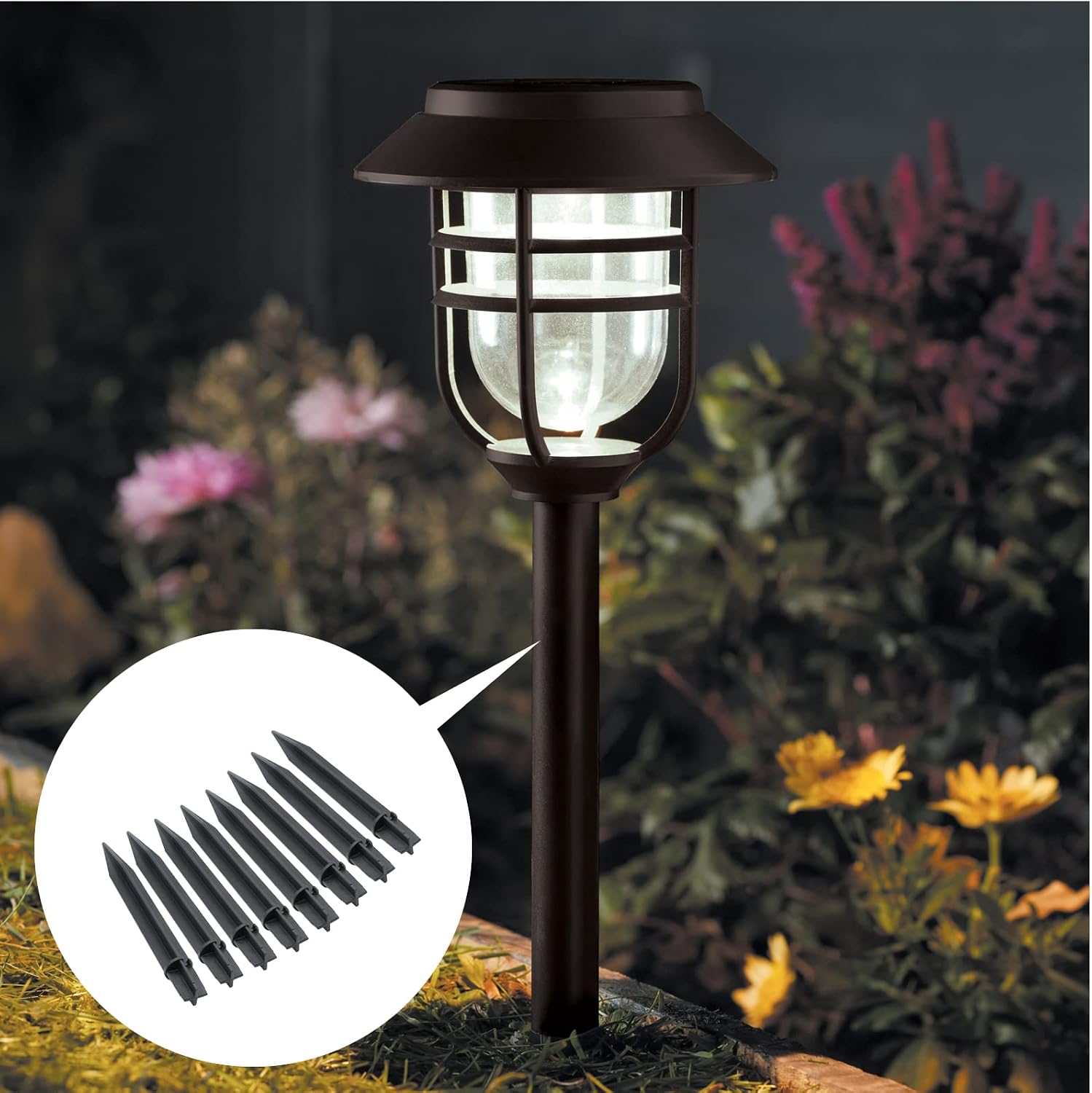 8PCS Torch Stake 8.26 Inch Pathway Light Stake Plastic Path Light Replacement ABS Plastic Stake Solar Stake for Garden, Pathway Lamps(Head Mounting Dia 0.82 Inch) | Plastic Path Light Replacement, ABS Plastic, Solar Stake, For Garden & Pathway Lamps, H...