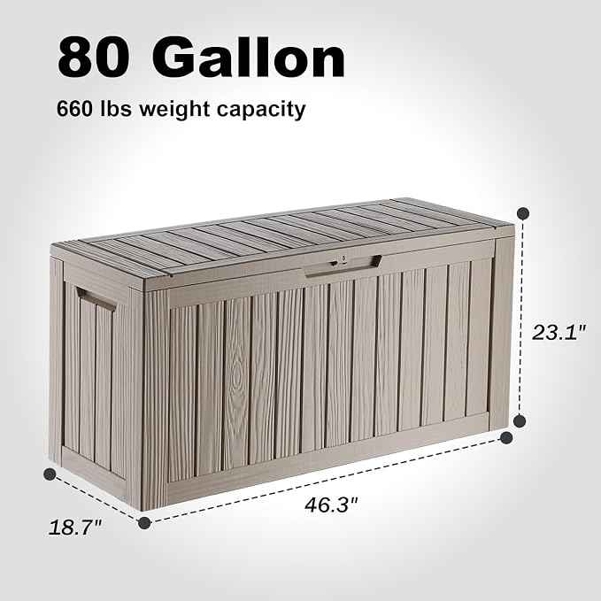 DRATO 80 Gallon Large Deck Box, Outdoor Storage Box
