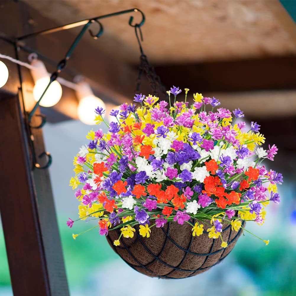 20 Bundles Outdoor Artificial Flowers UV Resistant No Fade Fake Boxwood Plastic Plants Greenery Shrubs for Garden Porch Window Box Home Wedding Décor - Indoor/Outdoor Use