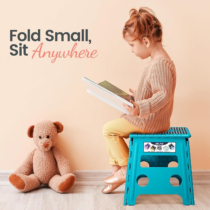 Delxo Folding Step Stool 13 Inch Non-Slip Foldable Stools - Image 4