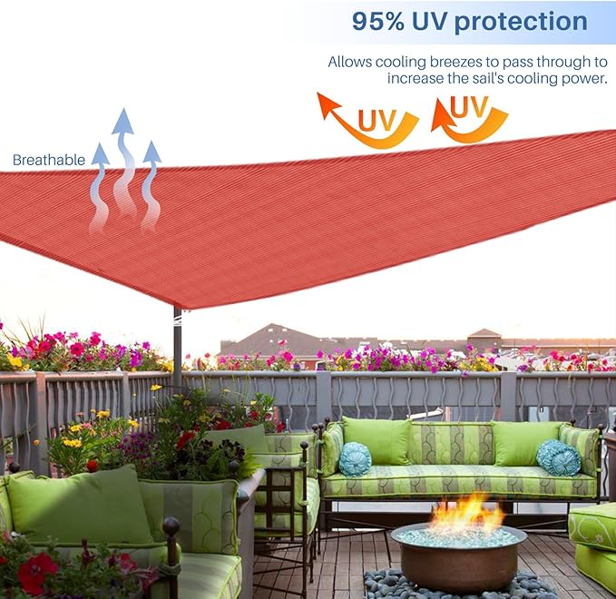 E&K Sunrise 4' x 4' x 4' Sun Shade Sail Triangle Canopy Shade Cover UV Block - Image 5
