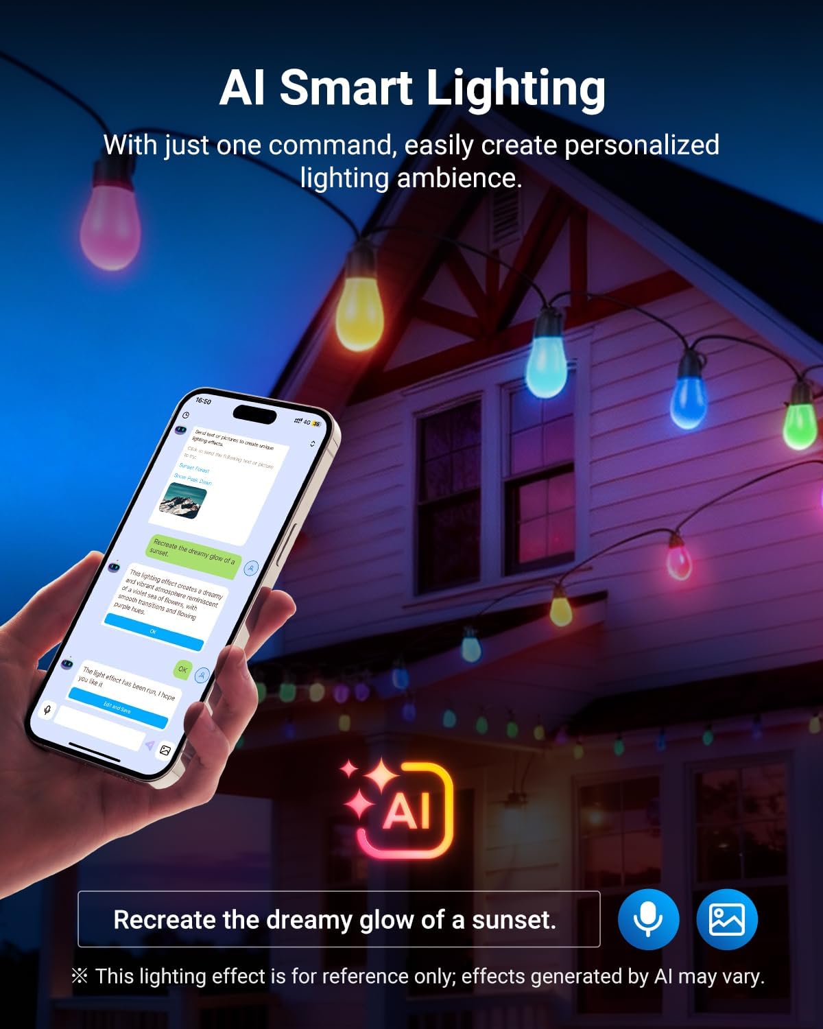 NEEWER 96ft Outdoor String Lights, App Control Smart AI RGB IC W Hanging Outside Warm White Patio Balcony Backyard Lighting, IP65 Waterproof, 30 LED Bulbs,50+ Scenes, Compatible with Alexa Google,NR01