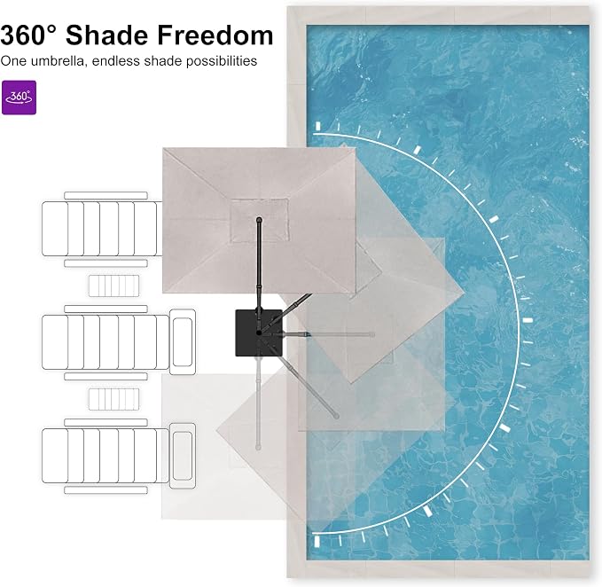 PURPLE LEAF 9' X 11.5' Rectangle Cantilever Umbrella - Image 6
