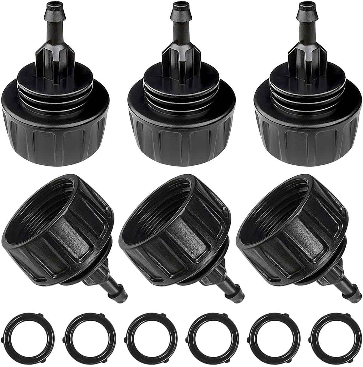 6 Pack Drip Irrigation Hose Connectors, 1/4 Inch Drip Irrigation Tubing to Faucet/Garden Hose Adapter, 3/4 to 1/4 inch Drip Irrigation Tubing Connectors, 1/4 Inch Drip Irrigation Garden Hose Adapter