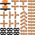 Drip Irrigation Fittings Kit for 1/2" Tubing, 37 Pieces 1/2 Inch Drip Line Connectors for Drip Sprinkler Systems - 14 Couplings, 8 Tees, 6 End Caps, 5 Elbows, 2 cross connectors and 2 drip valves