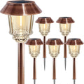 XMCOSY+ Solar Pathway Lights Outdoor - 6 Pack Solar Garden Lights, 10-40 LM Dimmable Solar Lights Outdoor Waterproof Auto On/Off IP 65 Solar Powered Landscape Lighting for Patio Walkway Driveway | Aluminum Metal Glass 40 LM Dimmable 8-12 Hours Brightne...