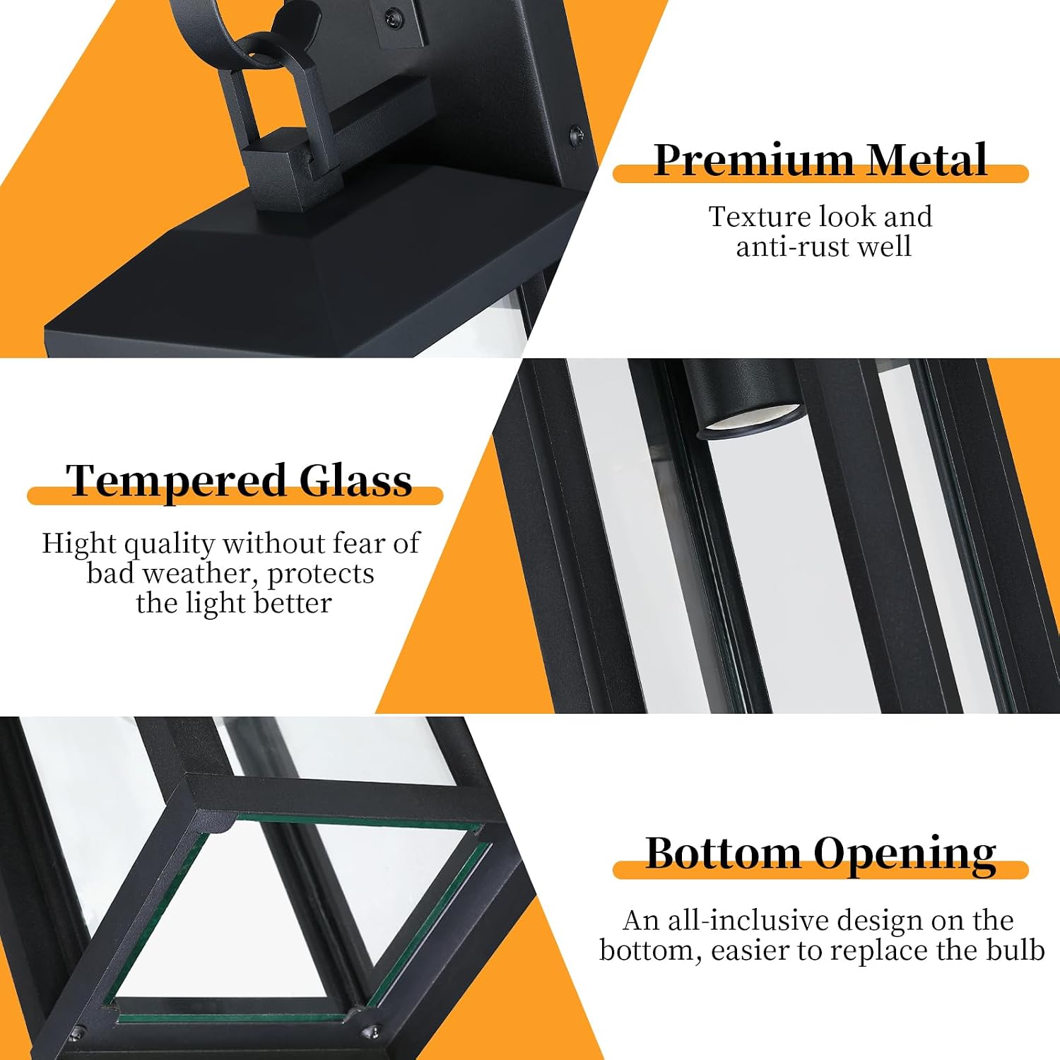 17" Large Outdoor Wall Light Fixtures 2-Pack, Matte Black | Anti-Rust Waterproof, Tempered Glass, Modern Farmhouse, Porch Lights Outdoor Sconces Exterior Lighting for Garage House