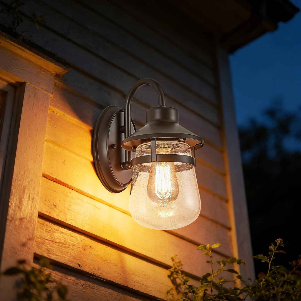Tarentlight Outdoor Wall Sconce with Clear Seeded Glass Shade,Waterproof Exterior Fixture in Oil Rubbed Bronze Finish,Suit for Wet Locations,Easily Installed in Porch Patio Entryway,Doorway,Corridor