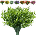 12 Bundles Artificial Eucalyptus Plant Fake Boxwood Shrubs UV Resistant No Fade Faux Greenery for Home Garden Hanging Planter Indoor Porch Patio Office Wedding Decoration(Green)