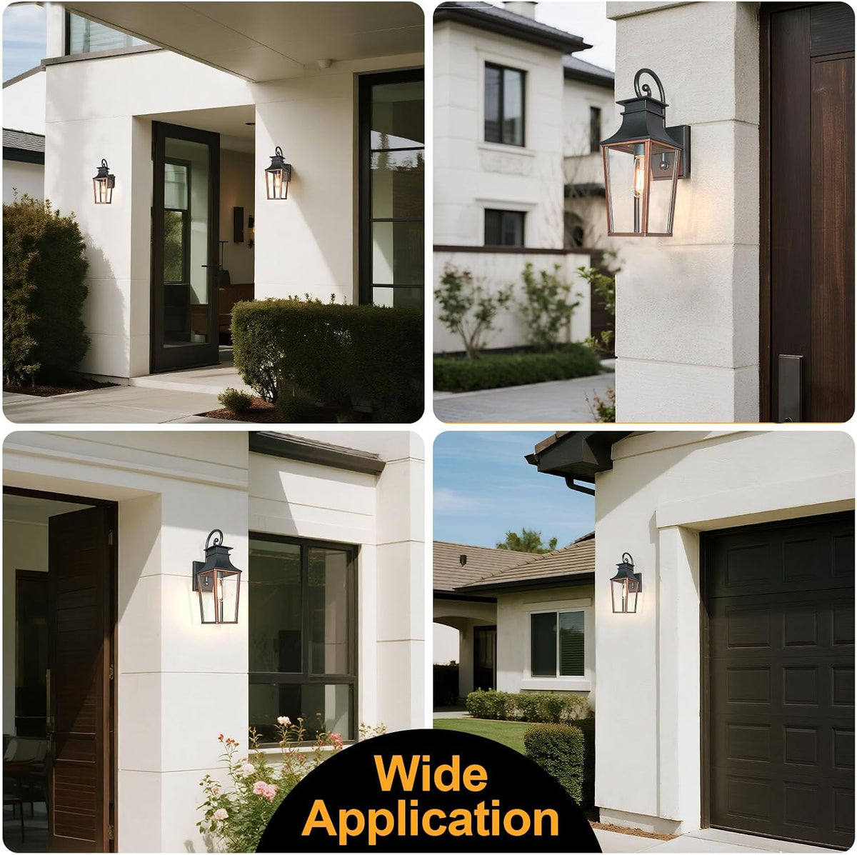 ALVIME Bronze Outdoor Wall Sconces | Beveled Glass Exterior Wall Mount Lantern, Metal Waterproof Outdoor Light Fixtures for Garage, House, Patio, E26 Base