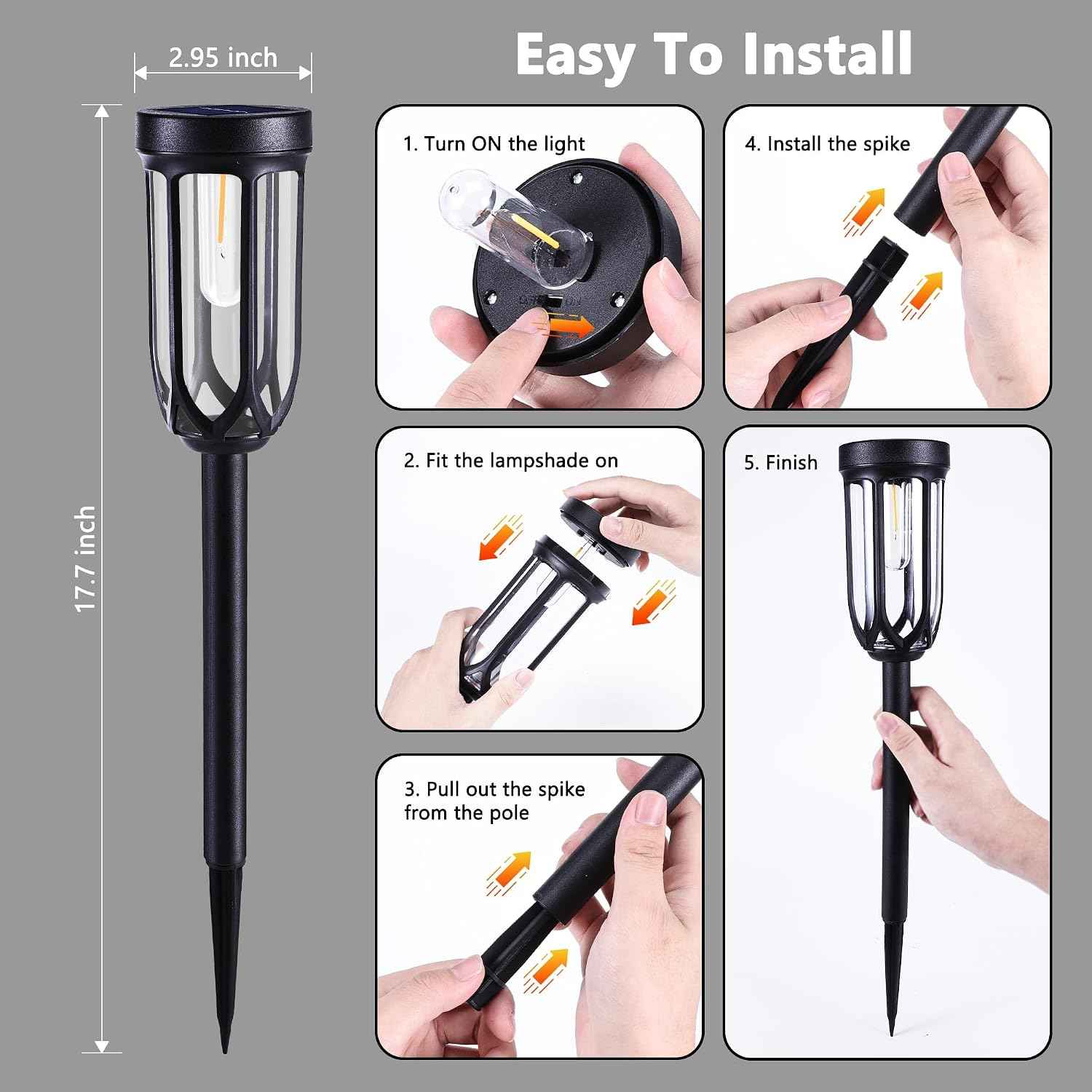 Lomotech 8 Pack Solar Pathway Lights,Warm White | Solar Lights Outdoor Waterproof, Bright LED Solar Garden Lights for Patio Landscape Lawn Yard Walkway Driveway