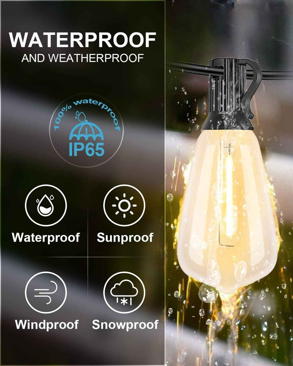 Lightdot LED Outdoor String Lights 400FT Patio Lights with 128 Shatterproof ST38 Vintage Edison Bulbs, Outside Hanging Light Waterproof for Porch, Deck, Garden, Backyard, Balcony, Dimmable
