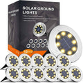 INCX 4.6 inch Solar Lights Outdoor Waterproof,12 Pack Solar Lights for Outside, Solar Garden Lights Landscape Lighting for Patio Pathway Lawn Yard Deck Driveway Walkway, Warm White | 8 LEDs, 600mAh Ni-MH battery, 8-10 hr runtime, stainless steel and AB...