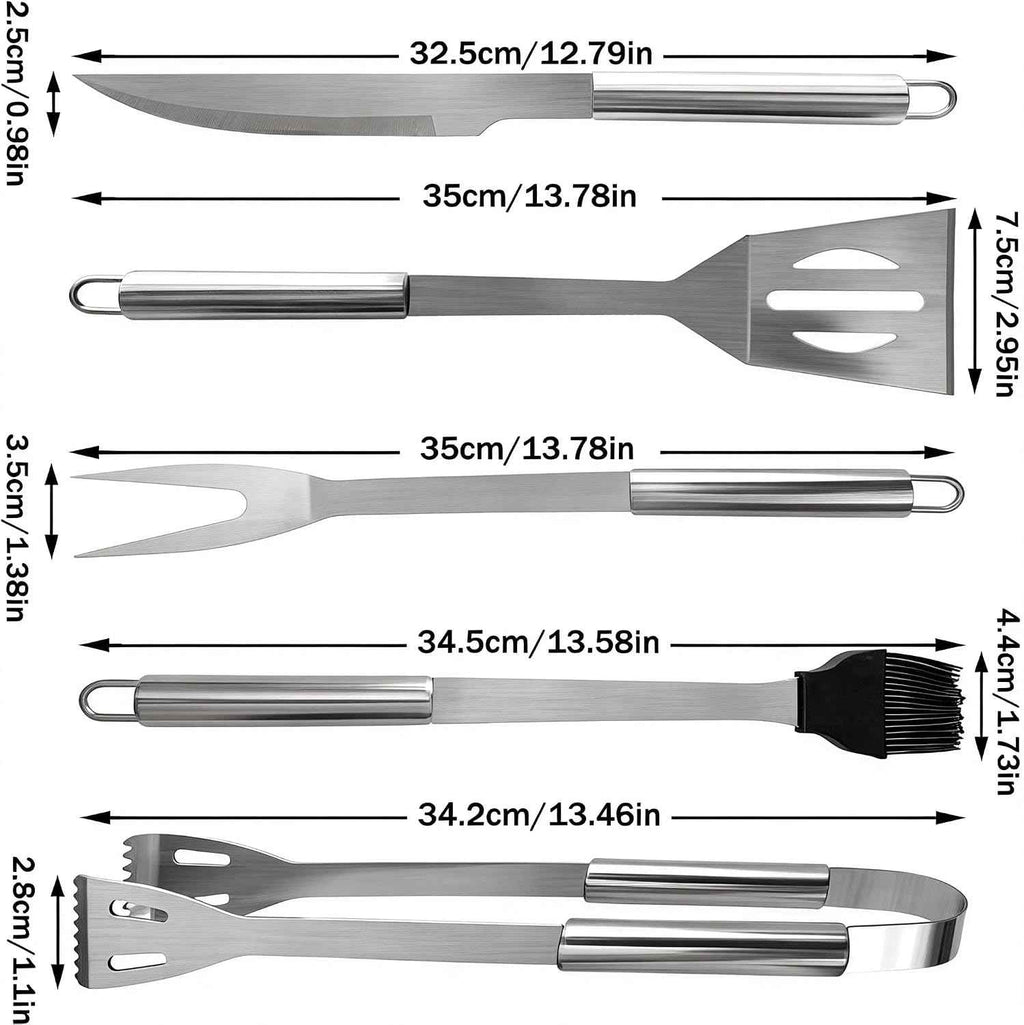 Small Travel 5-Piece 304 Stainless Steel Grill Tool Set with Storage Case – BBQ Grilling Accessories, Ideal Gift for Men & Cooking Lovers