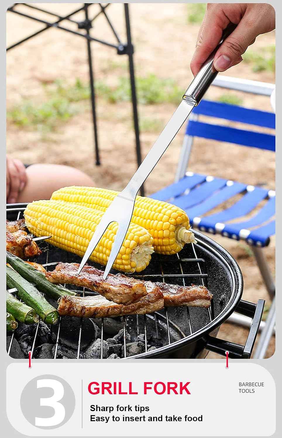 BBQ Grill Tool Set BBQ Accessories, Stainless Steel Grill Tools Grilling Accessories Grill Set Barbecue Grill Accessories for Outdoor Grill, Grill Utensils Grilling Tools Grilling Gifts for Men