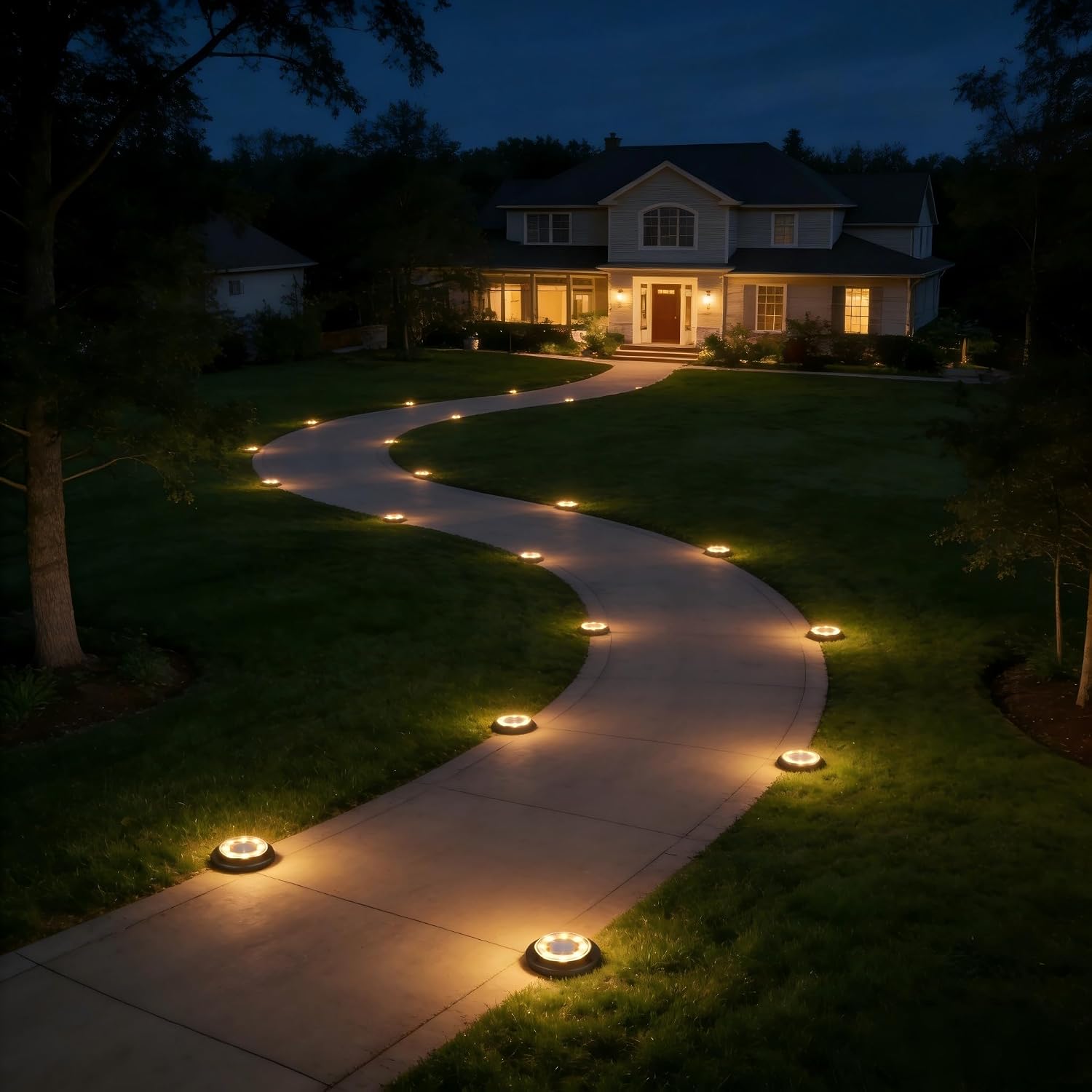 Solar Lights Outdoor Waterproof，Warm White 12 Pack 2-in-1 Ground Lights | Solar Powered Lights Outdoor Solar Disk Light Landscape Light for Deck Step Patio Yard Pathway Walkway Driveway Garden