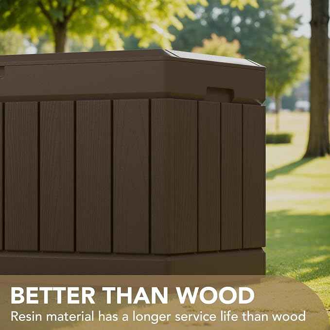 Devoko 85 Gallon Deck Box Lockable Resin Outdoor Storage Box waterproof Outdoor