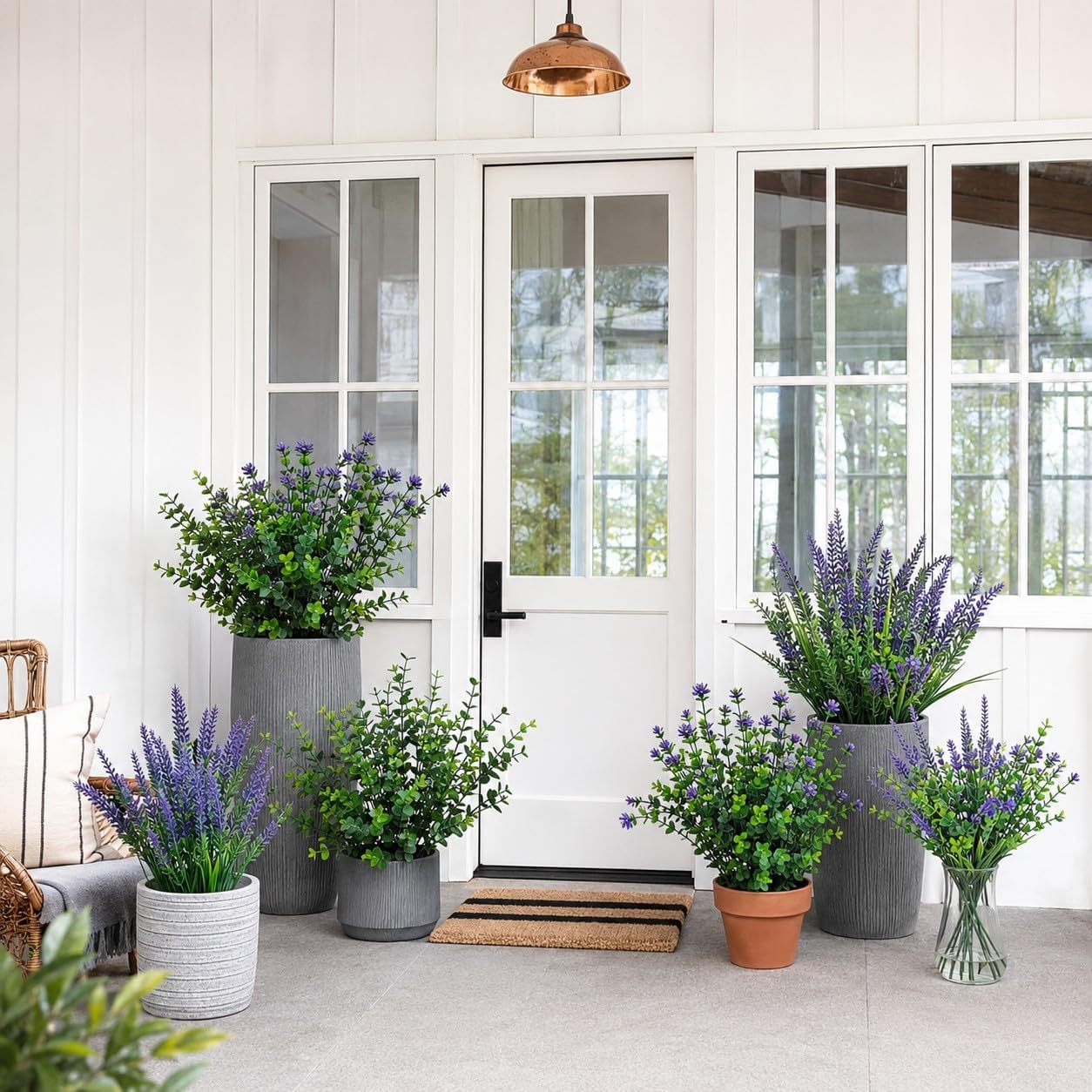20 Bundles Artificial Plants for Outdoor Decor Realistic Faux Greenery & Flowers Fake Plastic Leaves with Stems UV Resistant No Fade for Garden Patio and Porch Farmhouse Outside Bushes Decor