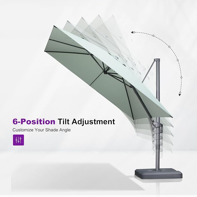 PURPLE LEAF Patio Umbrella 9' X 9' Rectangle Cantilever Umbrella Large Aluminum - Image 6