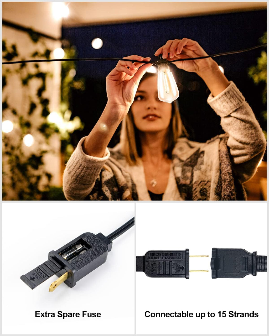 Lightdot LED Outdoor String Lights 400FT Patio Lights with 128 Shatterproof ST38 Vintage Edison Bulbs, Outside Hanging Light Waterproof for Porch, Deck, Garden, Backyard, Balcony, Dimmable