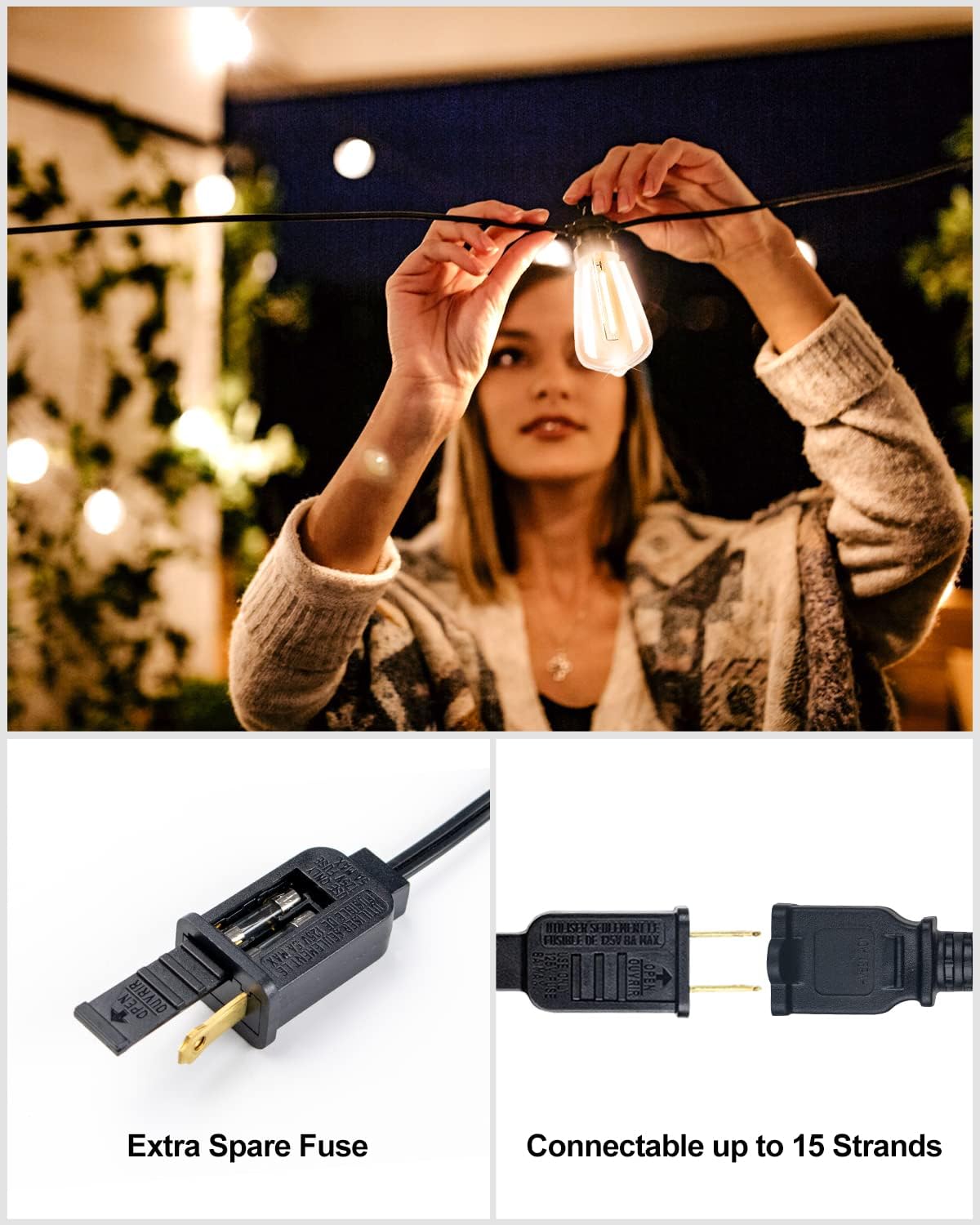 Lightdot LED Outdoor String Lights 400FT Patio Lights with 128 Shatterproof ST38 Vintage Edison Bulbs, Outside Hanging Light Waterproof for Porch, Deck, Garden, Backyard, Balcony, Dimmable