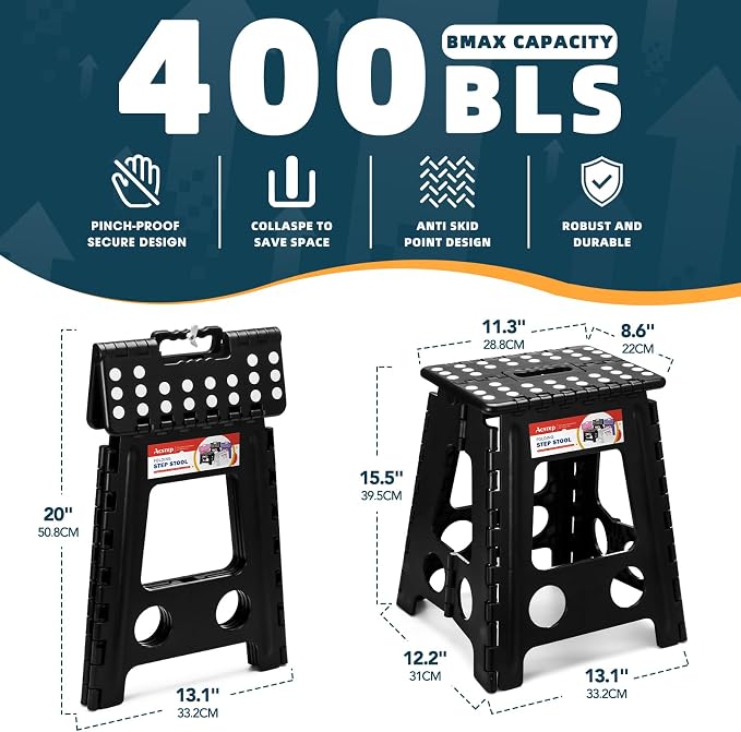 ACSTEP Folding Step Stool 16 Inch Heavy Duty Step Stool Foldable - Image 6