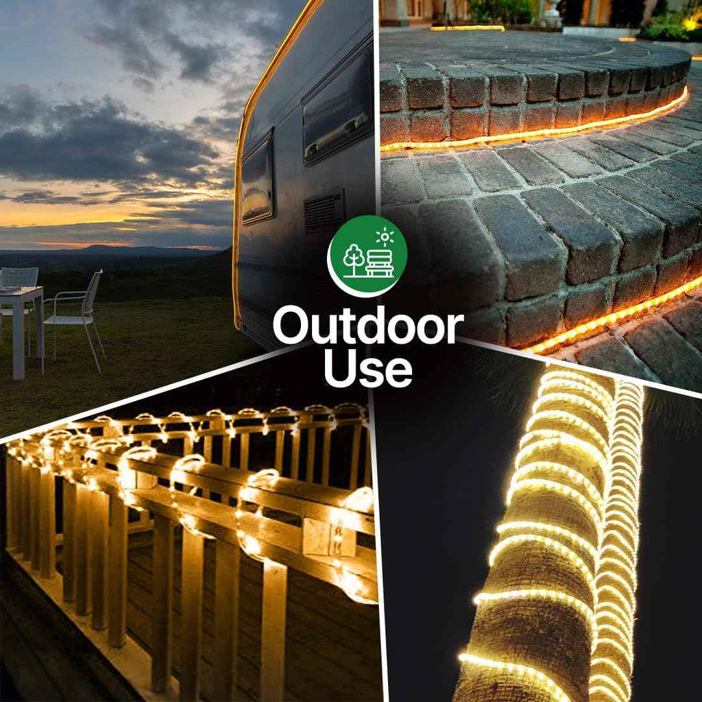 Clear Incandescent Rope Light, 24 feet, Connectable, Waterproof Tube | Flexible, Durable, Linkable, 288 Warm Long-Life Bulbs, for Bedroom, Garden, Halloween, Christmas Indoor & Outdoor Decoration