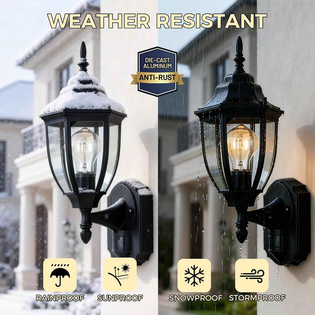 Porch Lights Outdoor Motion Sensor Wall Sconce Anti-Rust Aluminum, Exterior Outdoor Wall Lights Dusk to Dawn Porch Light Fixture Wall Mount for House Outside Patio