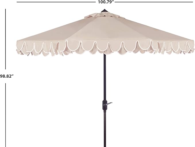 SAFAVIEH 9ft Outdoor Patio Umbrella, Auto Crank Tilt, UV Resistant - Image 7