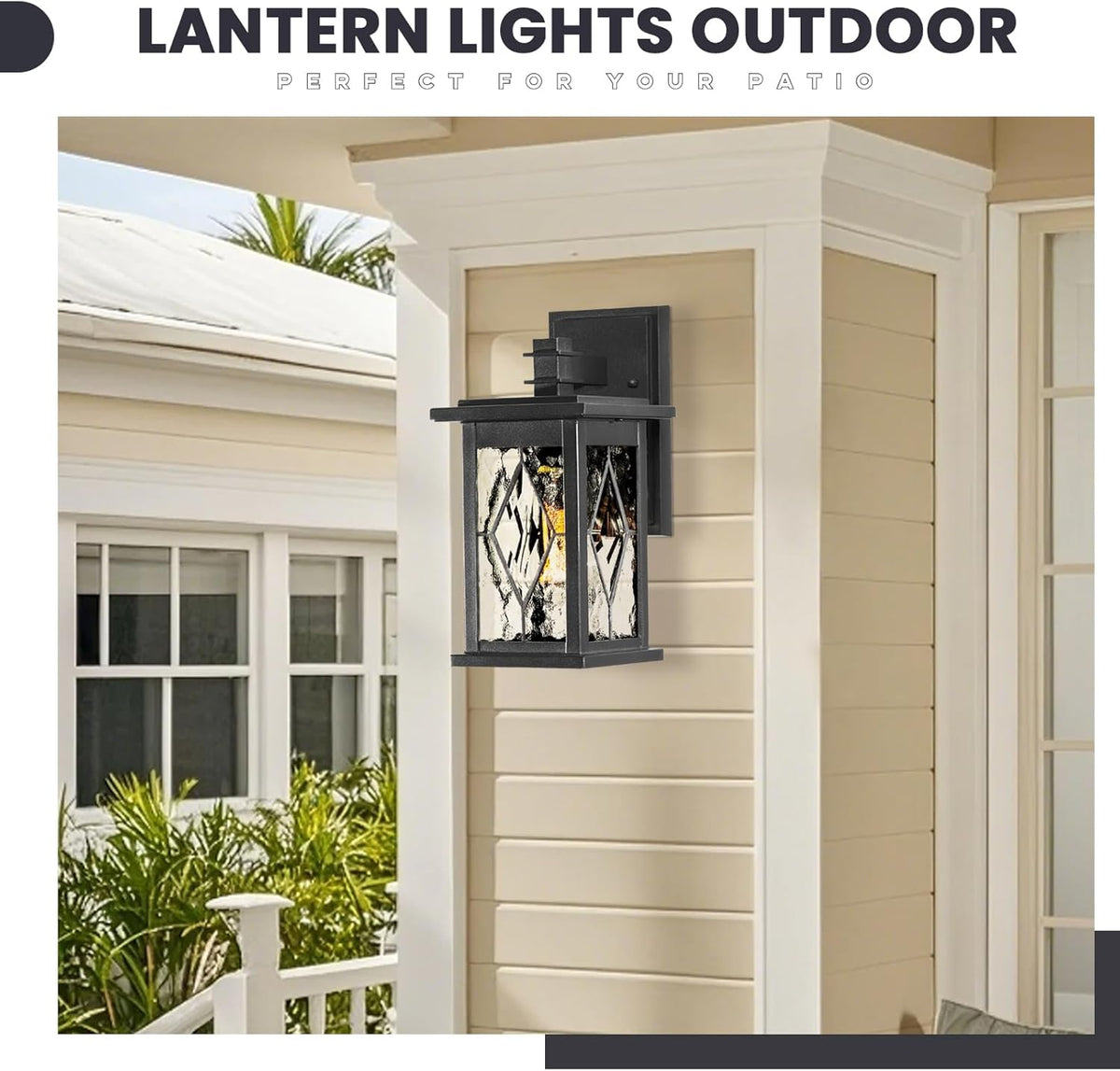 Outdoor Wall Lights Matte Black Outside Light Fixtures for House | Aluminum Outdoor Porch Lighting with Handmade Solder Glass, Waterproof Garage Lights, E26 Socket and UL Listed