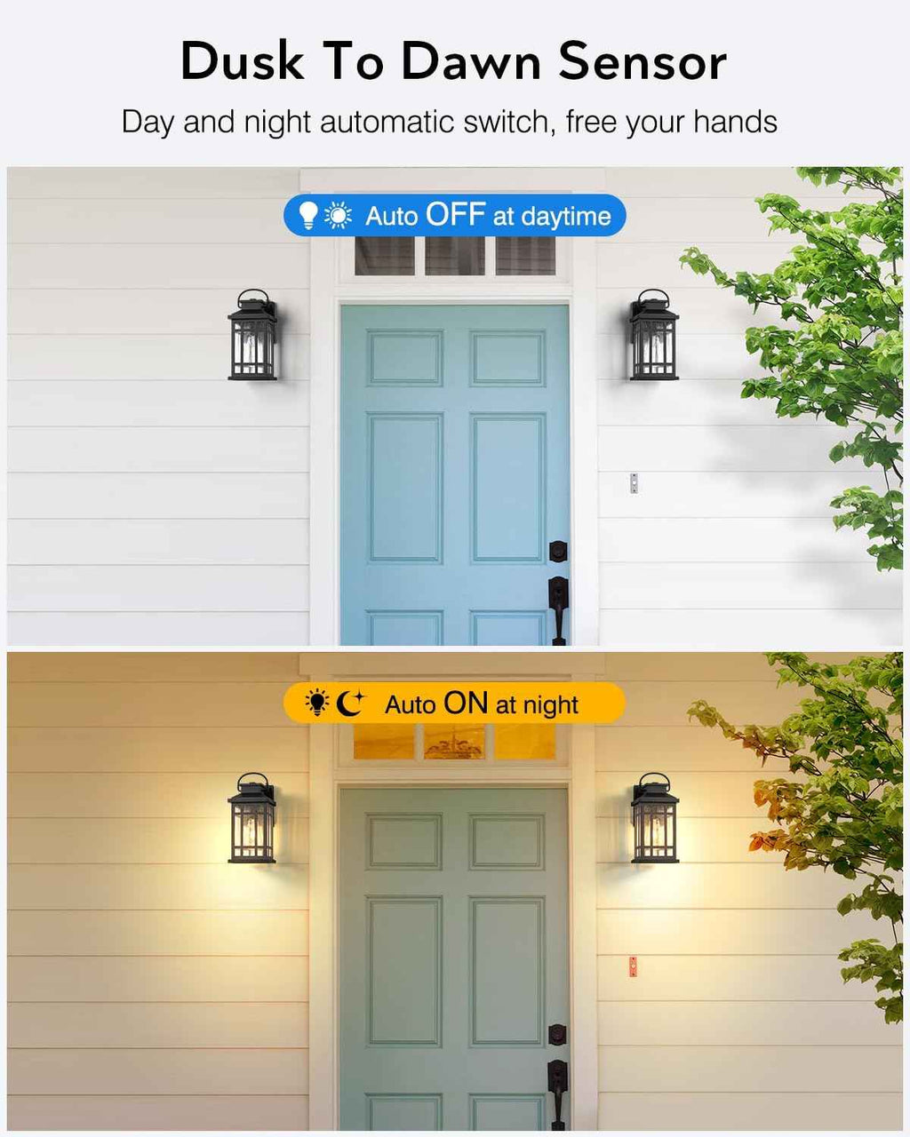 Outdoor Wall Lights Wall Mount, Dusk to Dawn Outdoor Lighting with Tempered Sleed Glass, Anti-Rust Black Outdoor Light Fixture, Modern Outside Porch Lights for House, Patio Exterior Wall Sconce
