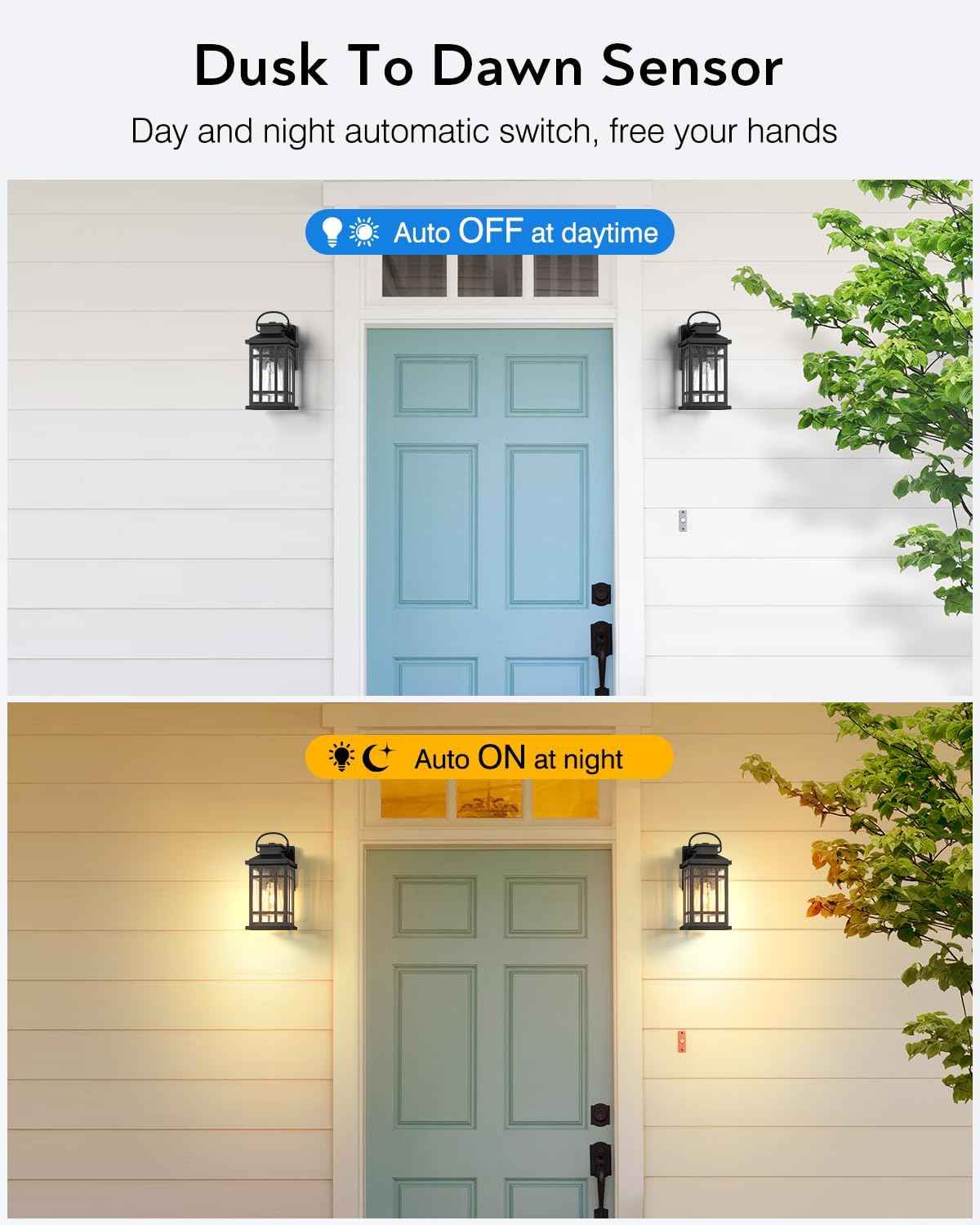Outdoor Wall Lights Wall Mount, Dusk to Dawn Outdoor Lighting with Tempered Sleed Glass, Anti-Rust Black Outdoor Light Fixture, Modern Outside Porch Lights for House, Patio Exterior Wall Sconce