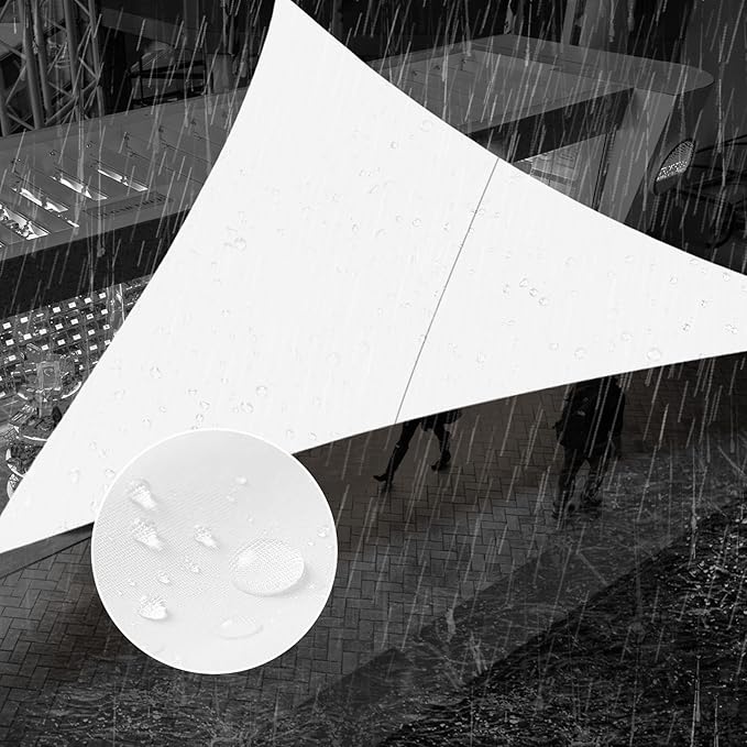 SUNNY GUARD Waterproof Sun Shade Sail 8'x10'x12.8' White Right Triangle UV by SUNNYGUARD